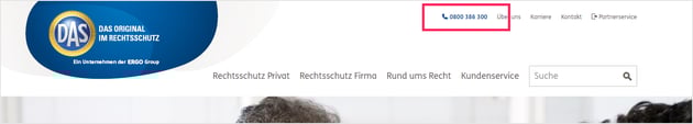 D.A.S. Rechtsschutz kundenfreundliche 0800-Nummer von yuutel