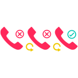 Logo für wiederholte Anrufversuche, aus den Möglichkeiten der Rufbereitschaft mit yuutel