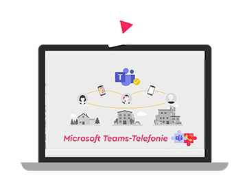 Laptop mit Erklärvideo zu MS Teams-Telefonie von yuutel