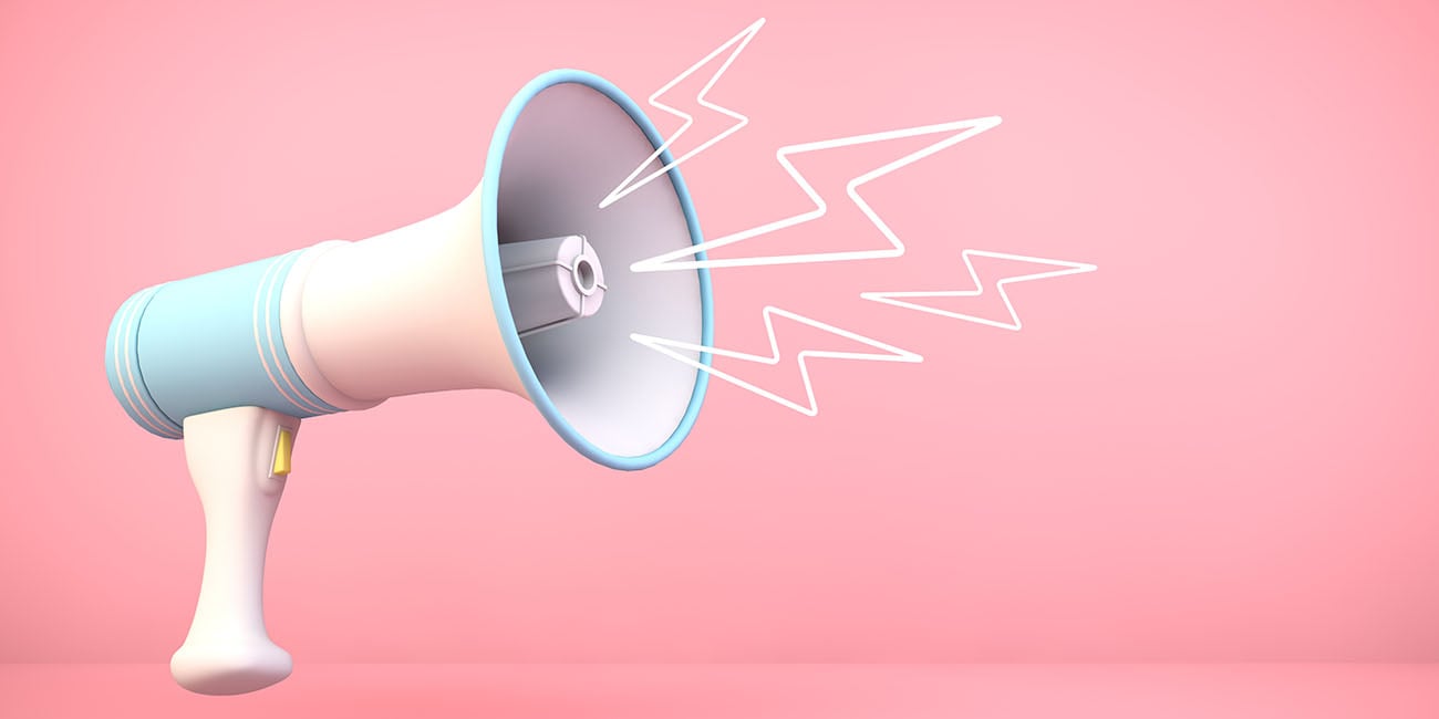 Megaphon, aus dem Sound kommt, und für gute Telefonansagen steht